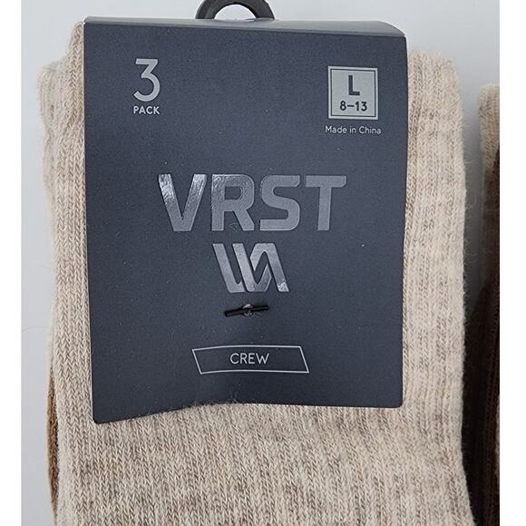New NWT VRST Men's Lot Of 2 3-Pack Versatile Crew Socks Brown Sand Large 8-13 - Picture 5 of 6